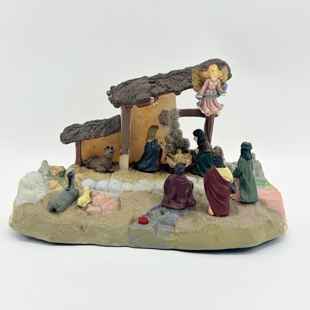 Gemmy Vintage  Narrated Musical Light Up Jesus Nativity Scene 1999 Tested Works